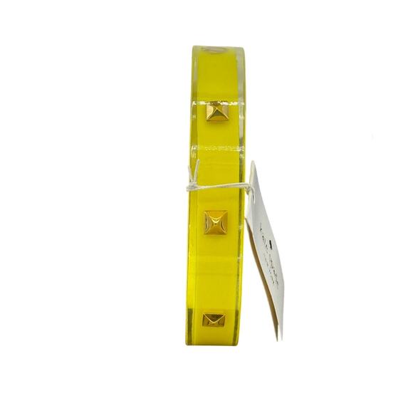 Kate Spade Lacquered Spade Bangle Bright Yellow in Clear Acrylic New with Tags - Picture 1 of 4